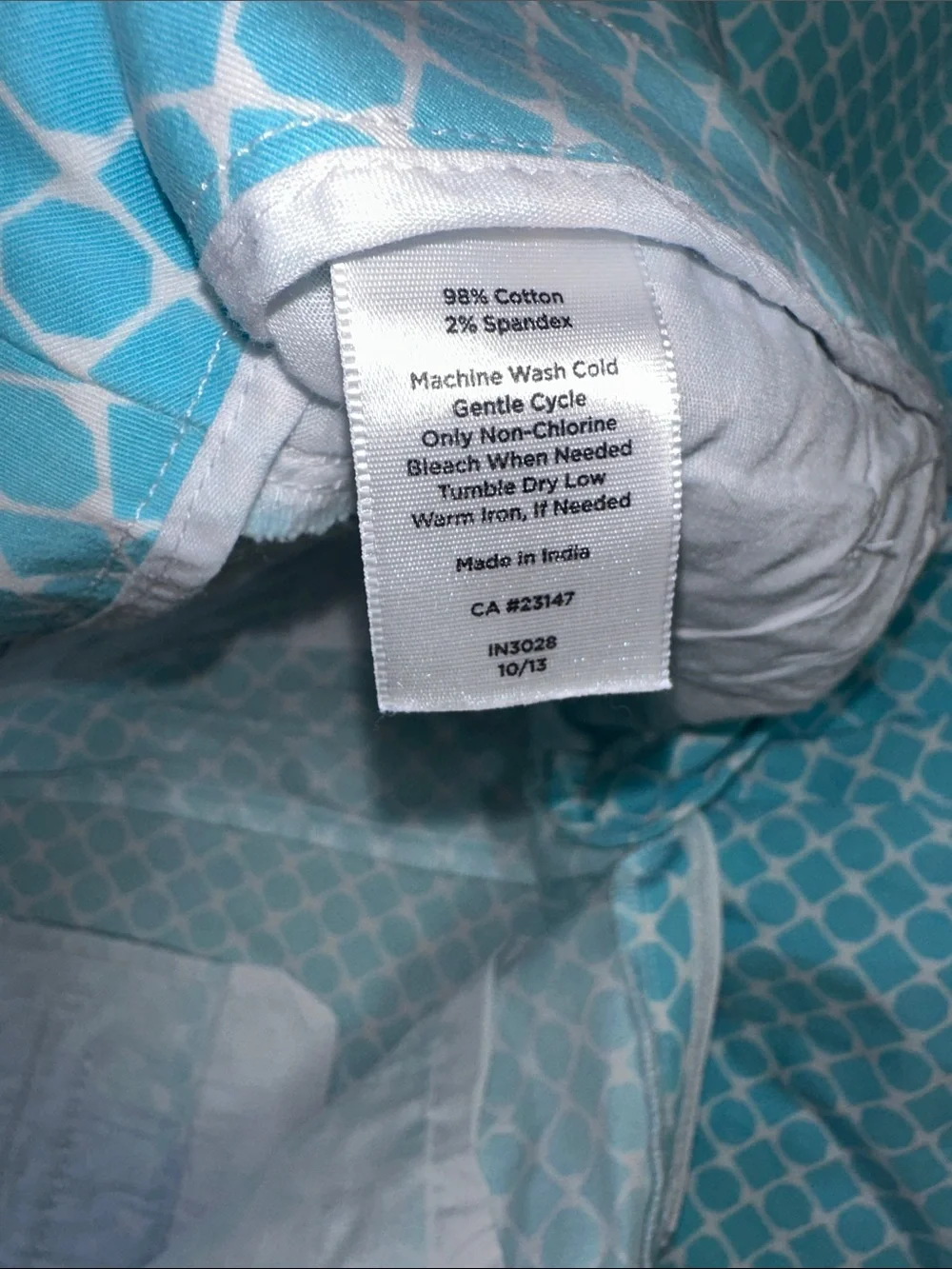 Talbots Aqua & White Geometric Bermuda Shorts - Picture 3 of 6